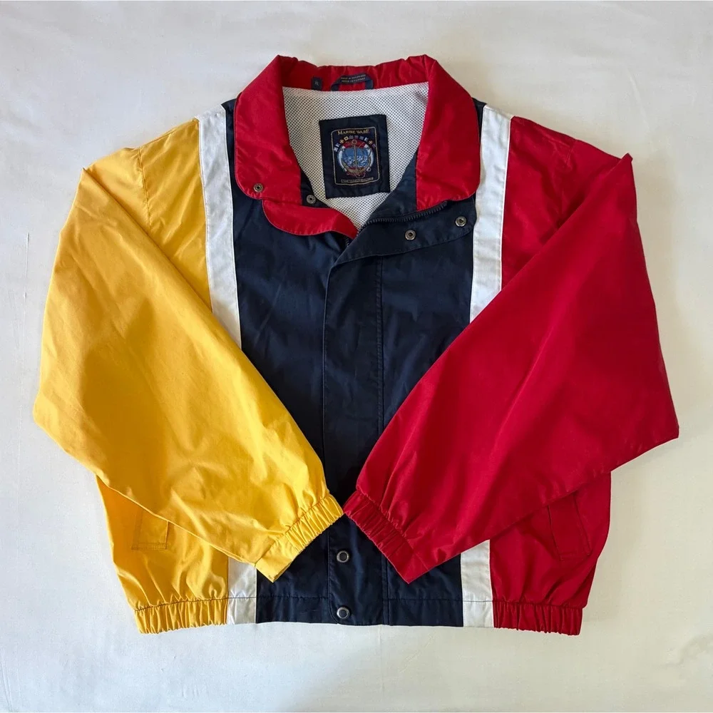 Vintage Members Only 90s Marine Ware Sailing Jacket Windbreaker Colorblock  XL